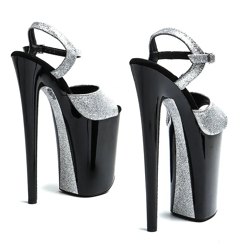 23cm Glitter Platform Sandals - Trendy Fashion Party Dance Heels