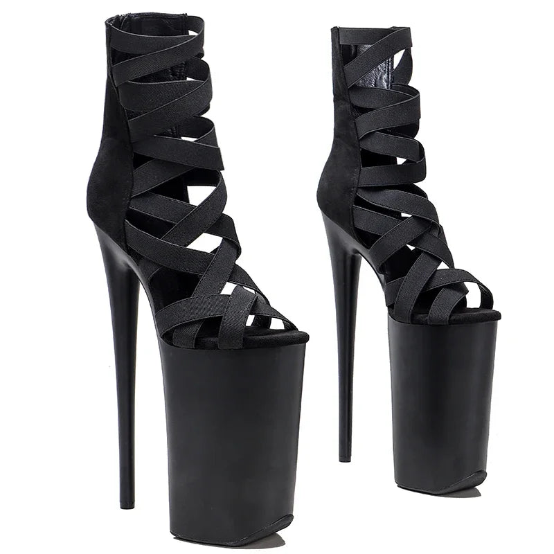 26CM Platform Ankle Boots - Extreme 10 Inch High Heel Pole Dance Boots