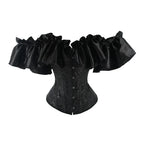 Off-Shoulder Overbust Corset | Black | Ruffle Trim
