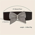 Rhinestone Bow Wide Elastic Belt | Stage & Bridal