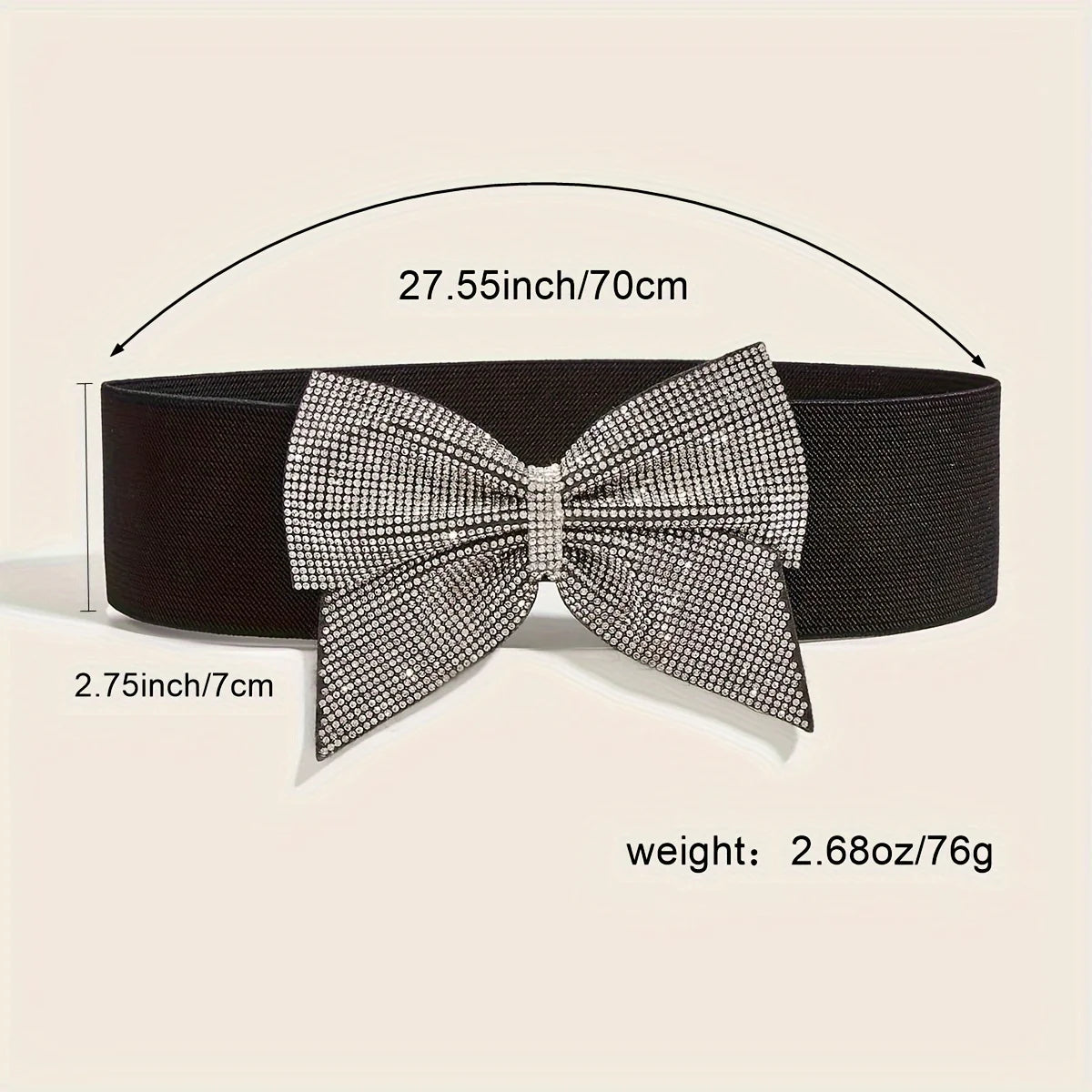 Rhinestone Bow Wide Elastic Belt | Stage & Bridal