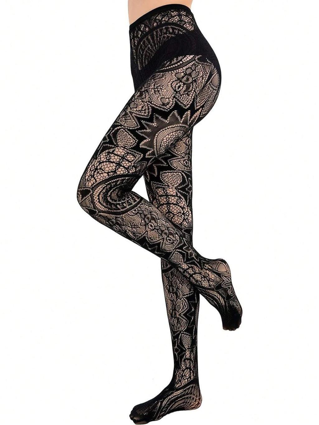 Jacquard Lace Fishnet Tights | Gothic Pantyhose | One Size