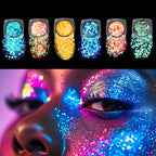 Glow-in-the-Dark Chunky Glitter Gel Set | 6pcs Body Glitter