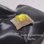Square Rhinestone Stud Earrings | Geometric | 7 Colors