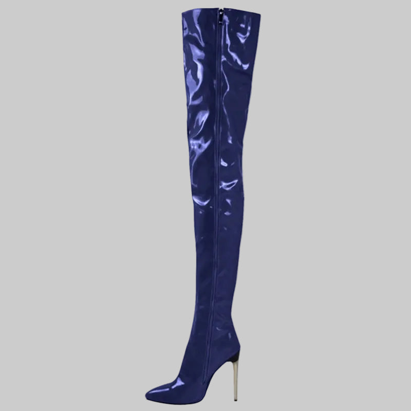 Daring Patent Thigh-High Stiletto Boots - Extreme Over-the-Knee Performance & Nightlife Boots (11cm Heel)