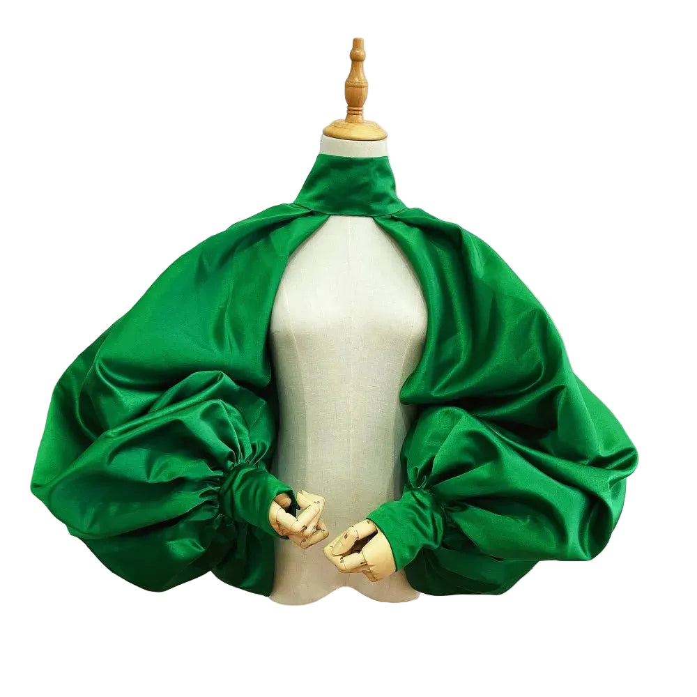 Satin Bolero | Puffy Sleeves & High Neck | Pageant & Stage