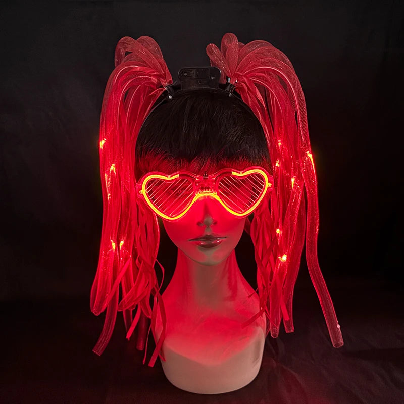 LED Light-Up Braid Pigtail Headband | Rave Festival Hair