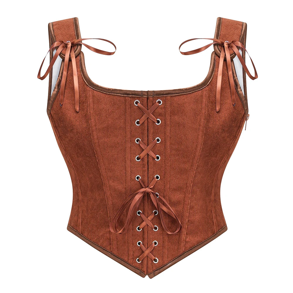 Lace-Up Overbust Corset Top | Gothic Steampunk | Zip Side