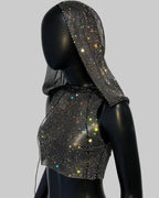 Crystal Mesh Hooded Tank Top - Sheer Performance Cami