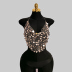 Dazzling Sequin Halter Top - Electra Chainmail Crop Top