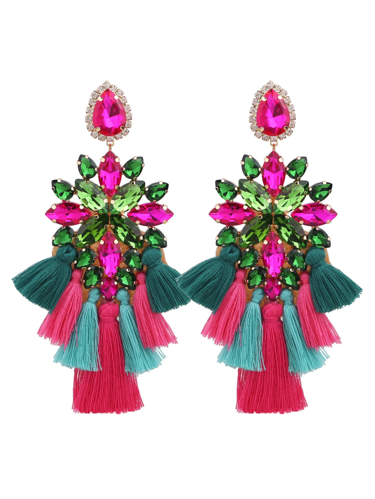 Glass Fringe Drop Earrings | Clip or Pin