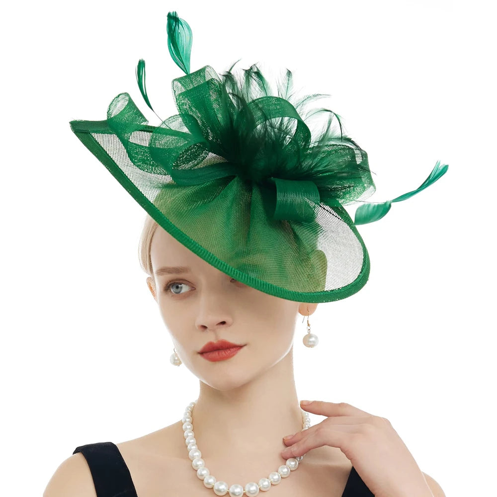 Feather & Mesh Drop Fascinator | Bridal & Tea Party | 8 Colors