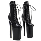 23cm Matte Platform Ankle Boots - Sexy Lace-Up Dance Boots