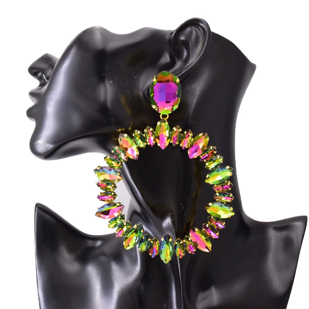 Oversized Glass Gemstone Drop Earrings | Statement Crystal | 4 Styles