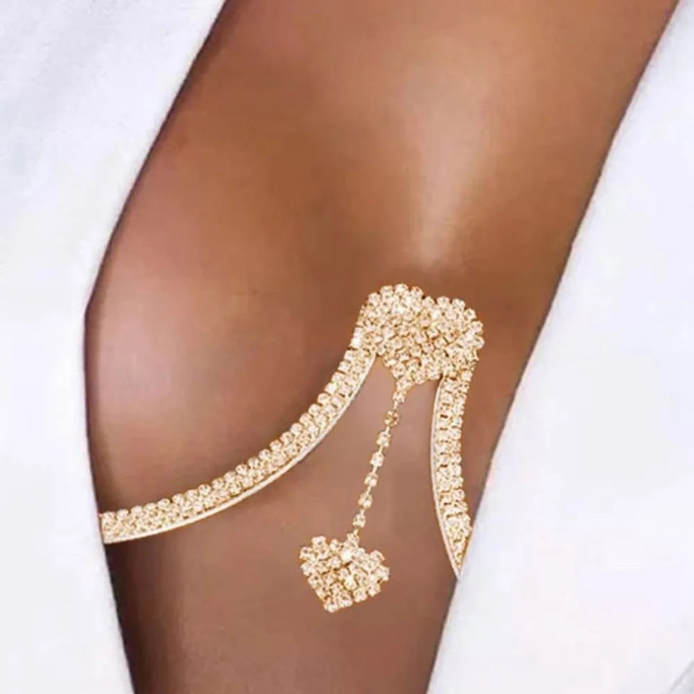 Rhinestone Body Chain | Heart & Flower | Gold & Silver