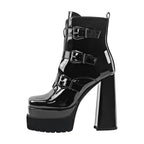 Patent Leather Ankle Boot | Platform | Square Toe