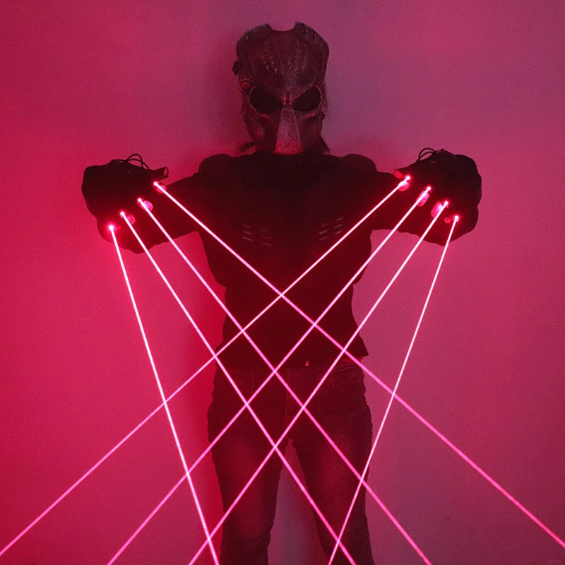 Red Laser Gloves - Rechargeable LED Performance Gloves for DJs & Dancers