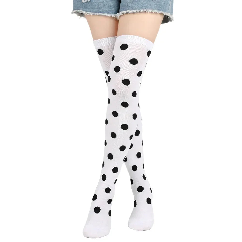 Striped & Polka Dot Thigh-High Stockings | Over-Knee | 27 Colors