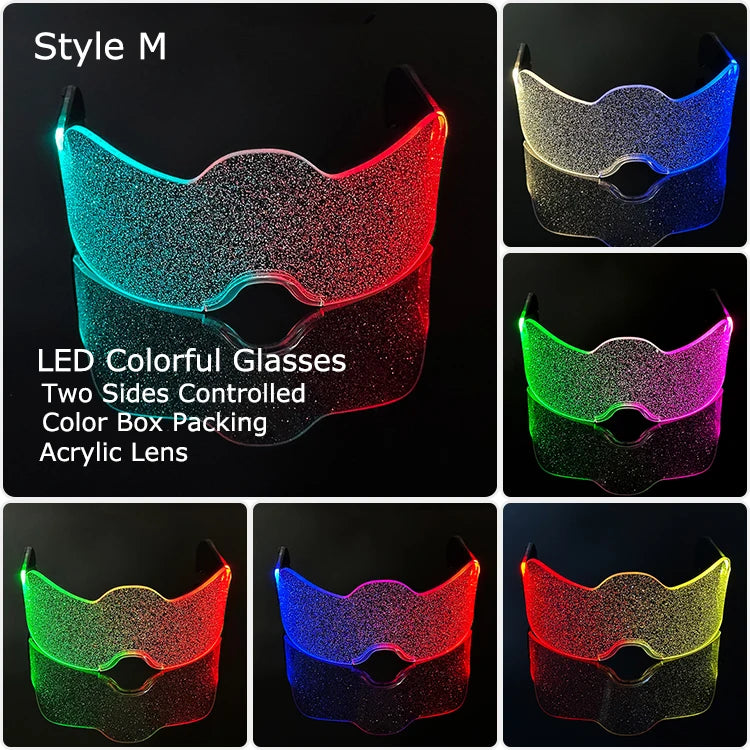 LED Acrylic Visor Glasses | 12-Mode Light-Up Rave Eyewear