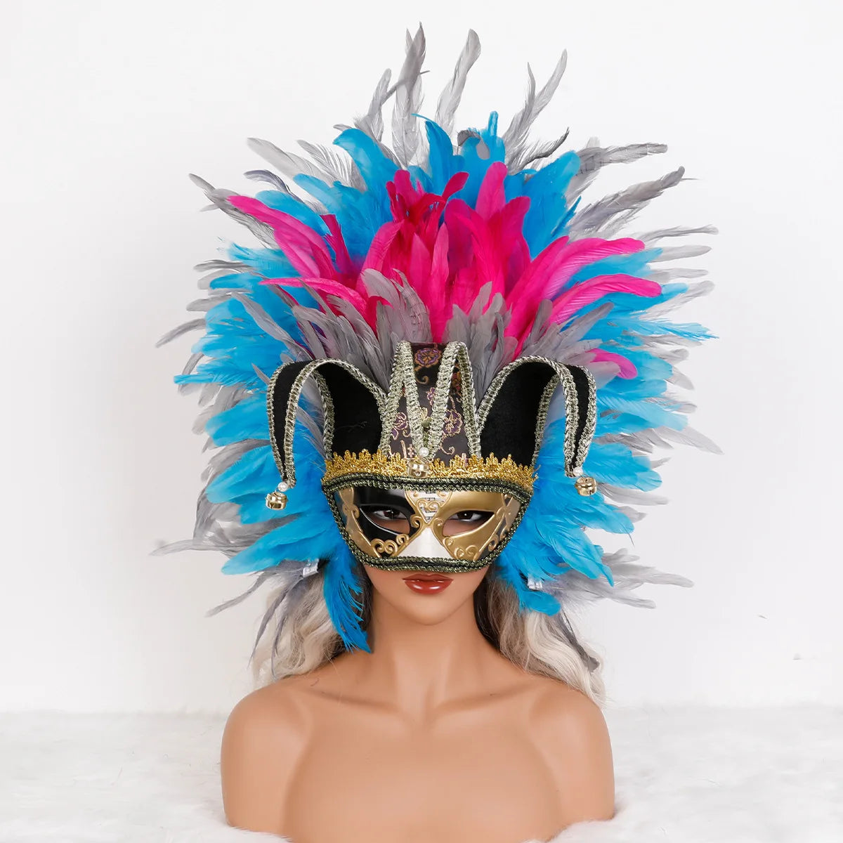 Feather Masquerade Mask | Jester Crown