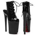Snakeskin Open-Toe Platform Ankle Boots – 9-Inch Pole Dance Heels, Black