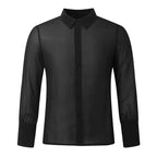 Men’s Latin Dance Shirt | Sheer Black