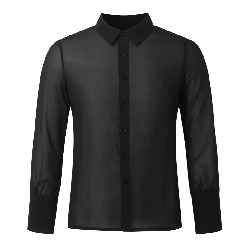 Men’s Latin Dance Shirt | Sheer Black