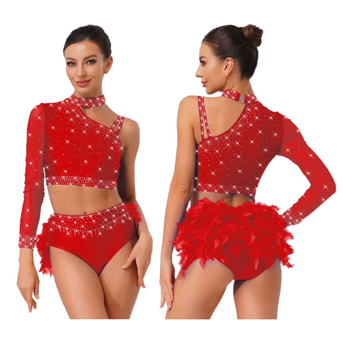 Latin Dance Set | Rhinestones & Faux Feathers