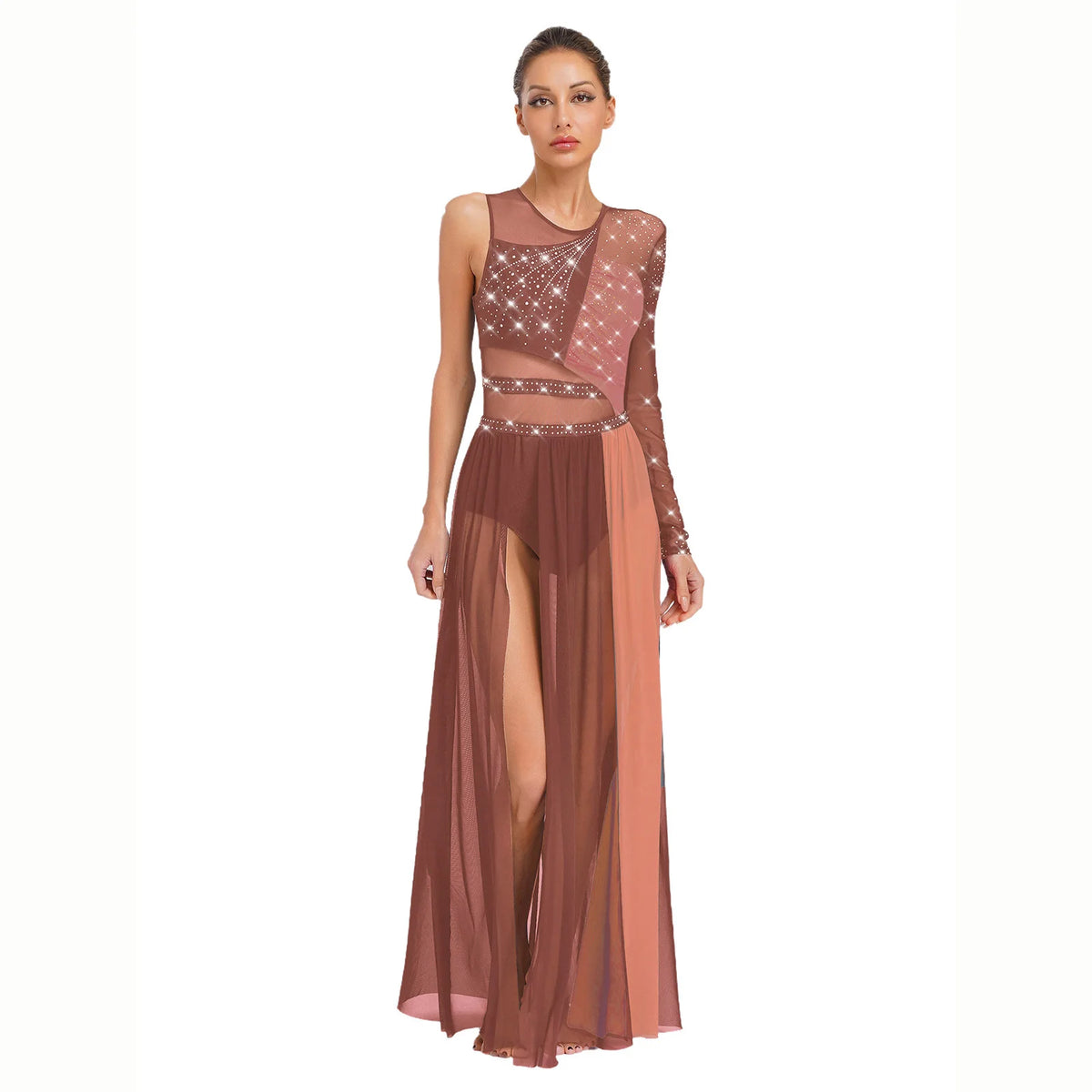 Rhinestone Lyrical Dress | Side Split | Color Block