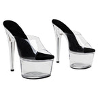 7-Inch Clear Platform Heels - Transparent Slip-On Sandals
