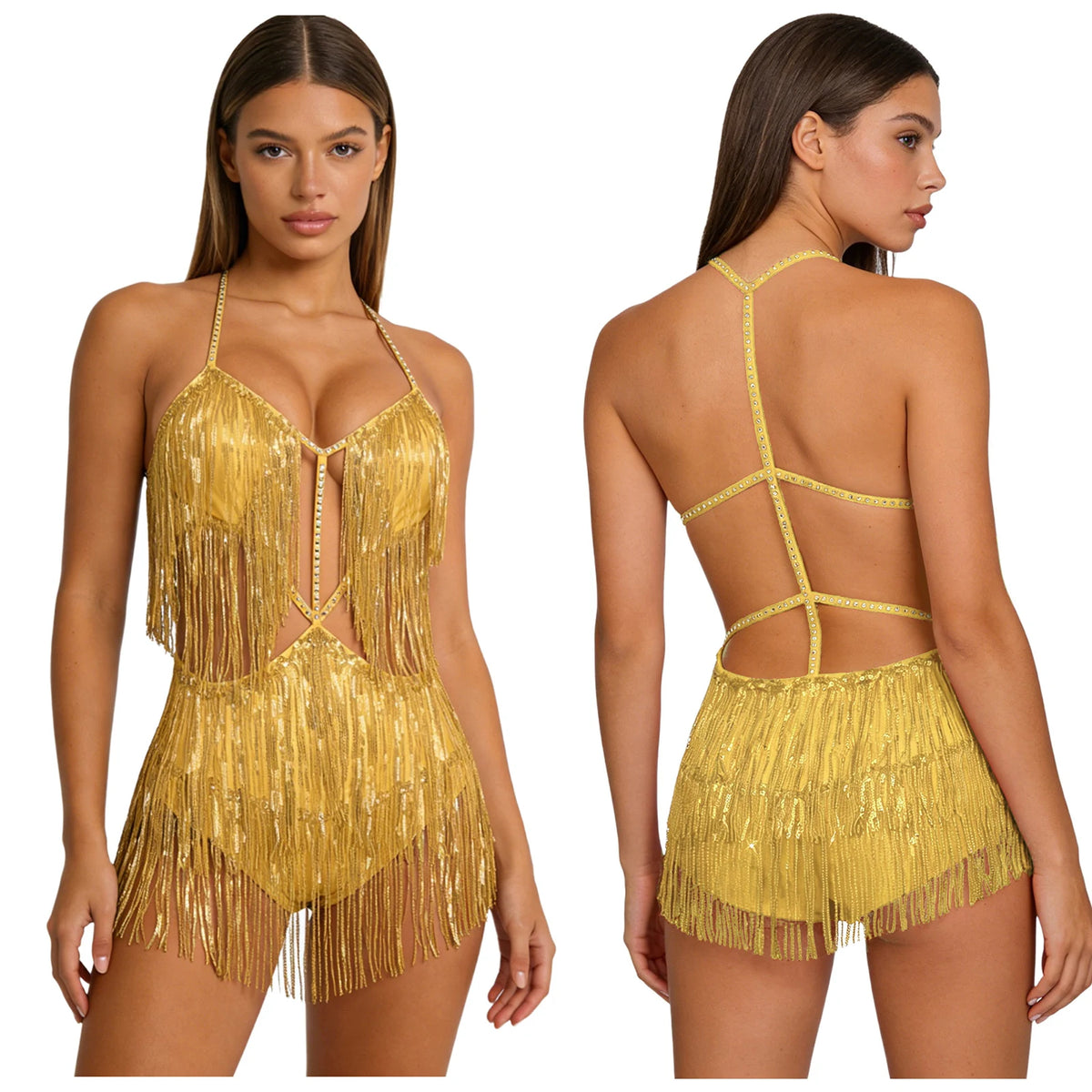 Starlight Tassel Sequin Latin Dance Bodysuit