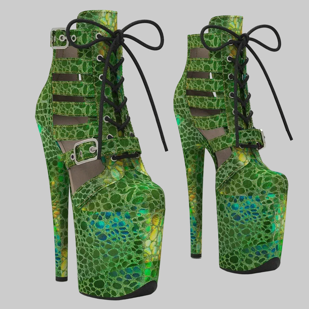 Holographic 8-Inch Platform Pole Dance Ankle Boots
