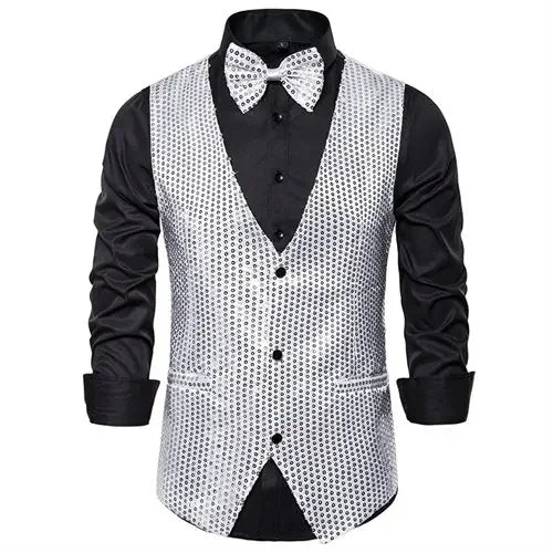 Men's Sequin Waistcoat | V-Neck
