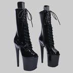 Patent 8-Inch Platform Pole Dance Ankle Boots