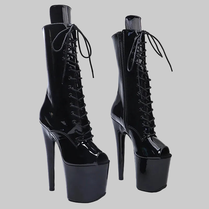Patent 8-Inch Platform Pole Dance Ankle Boots