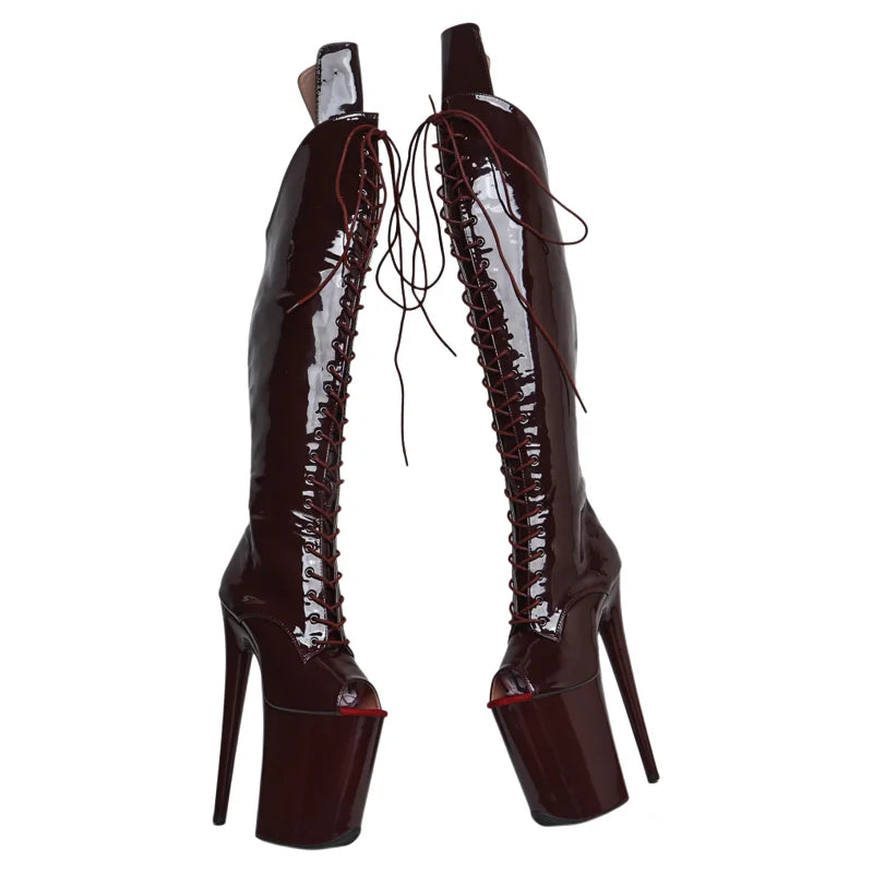 Patent Thigh-High Platform Boots - 9 Inch Pole Dance Boots