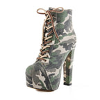 Platform Lace-Up Ankle Boots — Extreme Heel Faux Fur Lined