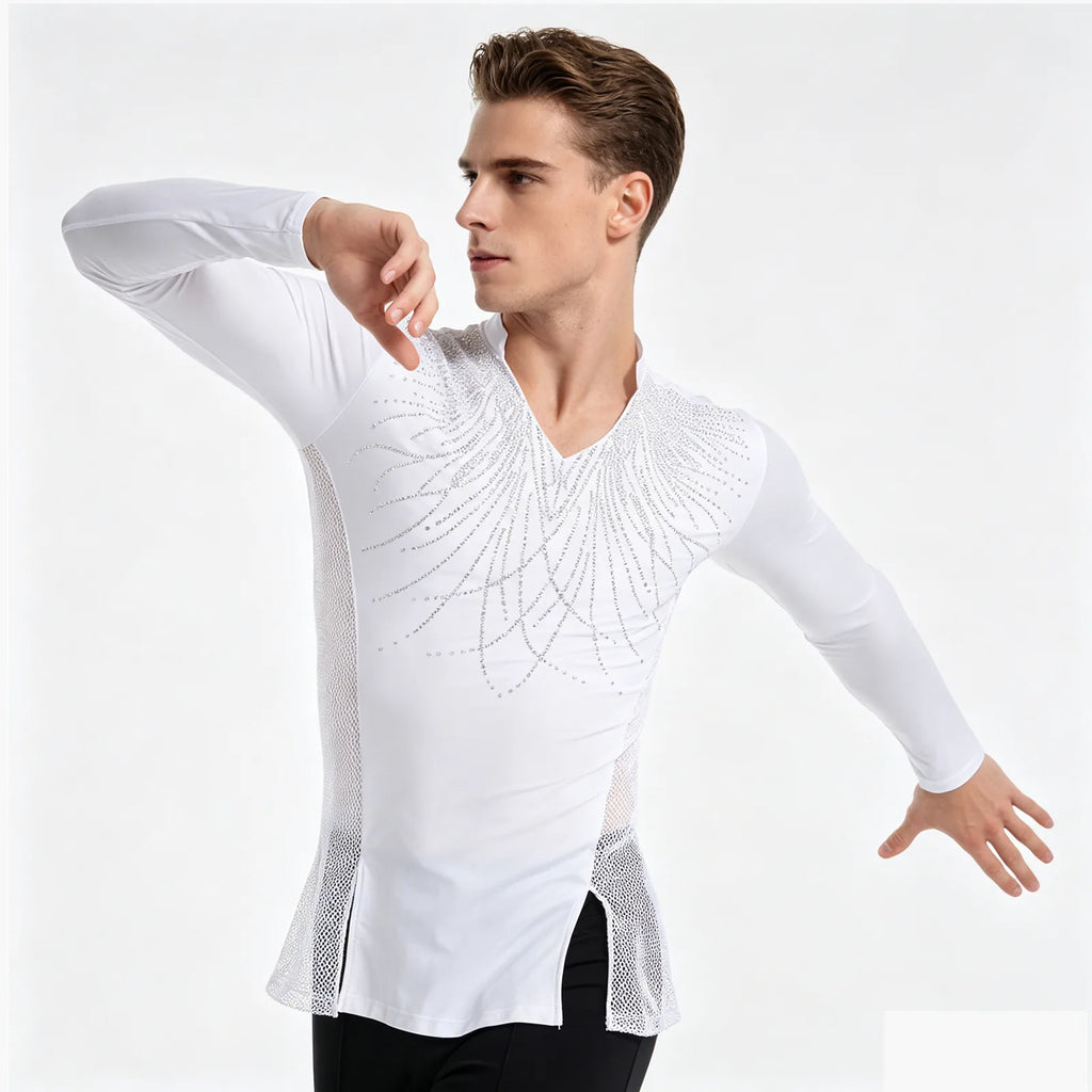Men’s Dance Top | Rhinestone Split Hem