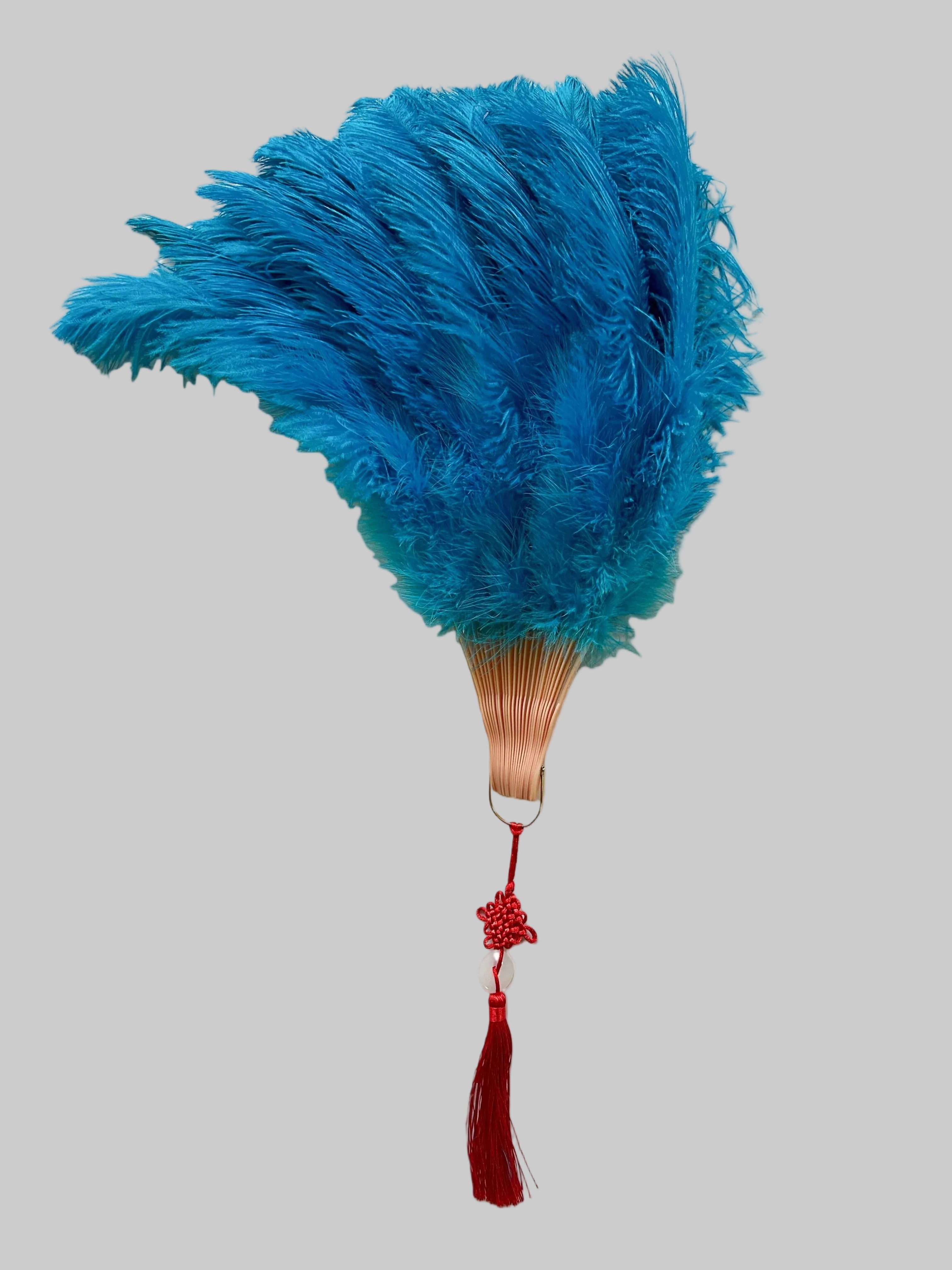 Feather Fan - Handcrafted Samba Carnival Performance Fan with Rhinestones