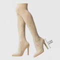 Crystal Diamond Stretch Sock OTK Boots | Stiletto | 11.5cm Heel