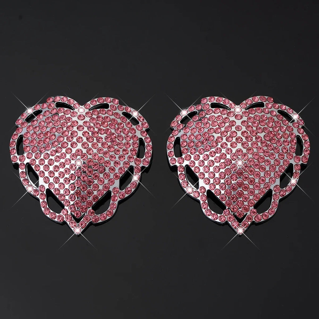Rhinestone Heart Nipple Pasties | Reusable | 6 Colors
