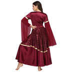 Liturgical Praise Dance Dress & Sequin Skirt Set | Bell Sleeve Overlay | Church Worship