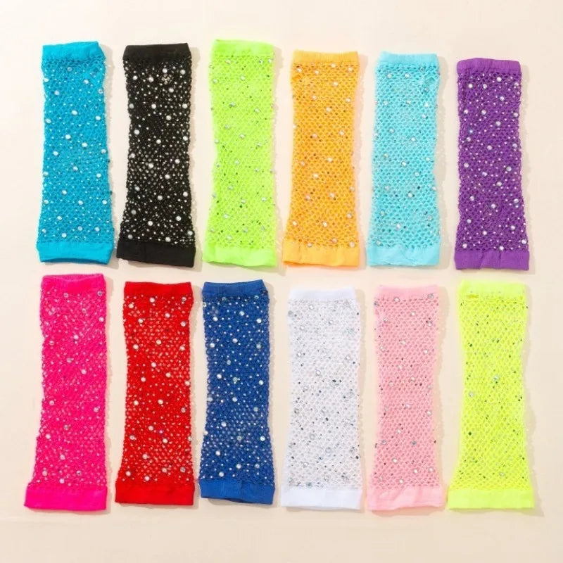 Rhinestone Fishnet Gloves | Fingerless