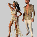 Bohemian Desert Dream Tassel Crop Top & Maxi Skirt Set - Festival & Performance Wear