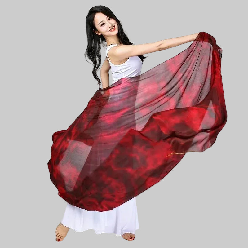 Tie Dye Silk Belly Dance Veil - Performance Scarf 250cm x 114cm