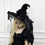 Gothic Witch Hat | Velvet, Lace & Satin Ribbon