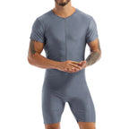 Men's Zip-Front Dance Unitard | Short Sleeve | Ballet Gymnastics Biketard