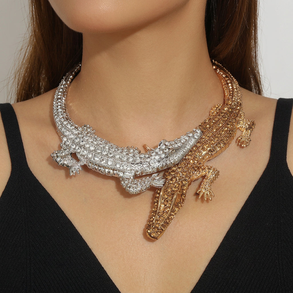 Crocodile Collar Necklace | Sculptural Statement