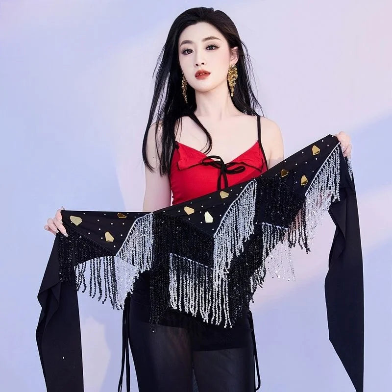 Belly Dance Hip Scarf | Beaded Tassel Wrap