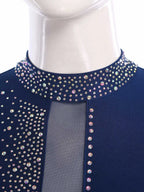 Rhinestone Dance Unitard | Mesh Cutout Back